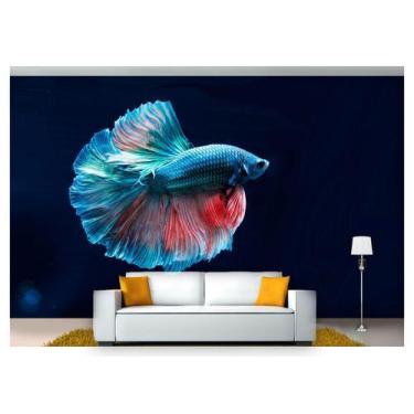 Imagem de Papel De Parede Fundo Do Mar Peixe Azul 3D 7,50m² Fm103 - Você Decora