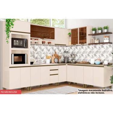 Imagem de Cozinha Modulada Henn Connect 11 Peças (3Aéreos+4Balcões+1Paneleiro+3Complementos) C5P82 Off White-Henn