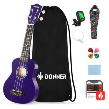 Imagem de Kit de pacote inicial Ukulele Donner Soprano para iniciantes de 21 pol