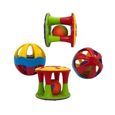 Imagem de Brinquedo Infantil Sensorial Bola E Torre Chocalho Colorido - Jxp Brin