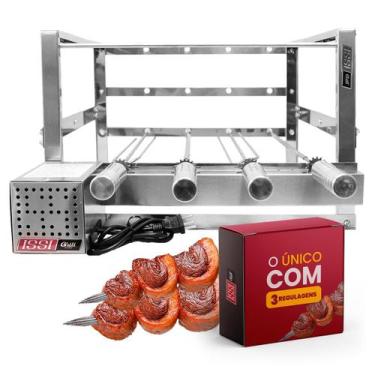 Imagem de Churrasqueira Gira Grill 4 Espetos 50cm em Inox Motor Ajustável Removí