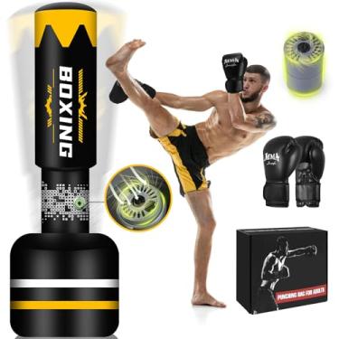 Imagem de YORWHIN Saco de pancadas de pé atualizado para adultos com bomba de ar embutida automática, saco pesado de 188 cm, equipamento de boxe com luvas de 340 g, saco de chute para treinamento, MMA Muay
