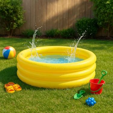 Imagem de Piscina Inflável Infantil 140 Litros – Diversão no Verão para Crianças – PVC Resistente – Fácil de Montar – Em Cores Sortidas