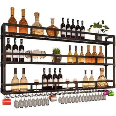 Imagem de Prateleira De Armazenamento Multicamadas Parede Retro Bar Couter Iro Wie Cabiet Upside Dow Wie Suporte De Garrafa De Vidro Com Suporte De Vidro Prateleira De Anúncio Para, Three Floors, 120cm