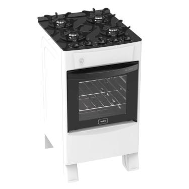 Imagem de Fogão 4 Bocas Branco Iris Glass com Forno 50 L em Aço Inox Realce