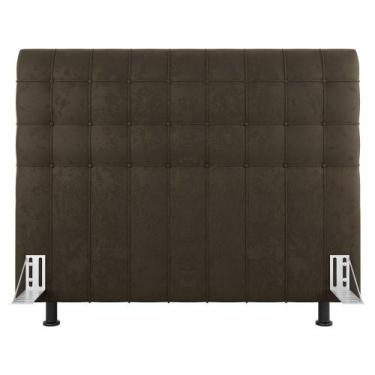 Imagem de Cabeceira Cama Box Solteiro Dahlia 90Cm Com Frame Suede Marrom - Abmaz