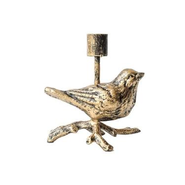Imagem de Castiçal vintage pássaro castiçal ferro fundido cor dourada decoração interna decoração de mesa decoração de mesa castiçais cônicos decoração de casa
