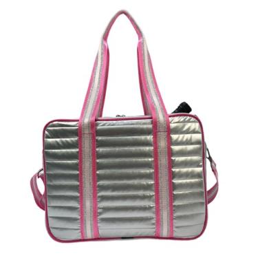 Imagem de Aymzbd Bolsa de Tênis Bolsa de Tênis Pickleball Raquete Armazenamento Transporte Raquete de Tênis Bolsa de Ombro Esportes Ao Ar Livre Tênis Tote Raquete Bols, Rosa prateado