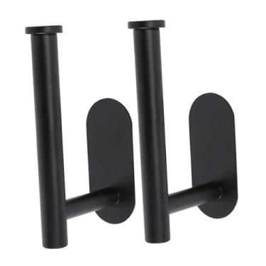 Imagem de Fenteer 2x Suportes para Cortinas Suporte para Papel Higiênico Armário de Banheiro Organizador de Armazenamento à Prova de Ferrugem Cabide para Chapéu Gancho, Preto
