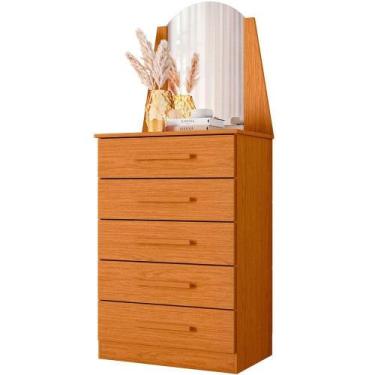 Imagem de Cômoda 5 Gavetas Com Espelho Mdp Valentina Cinamomo - ALBATROZ MÓVEIS