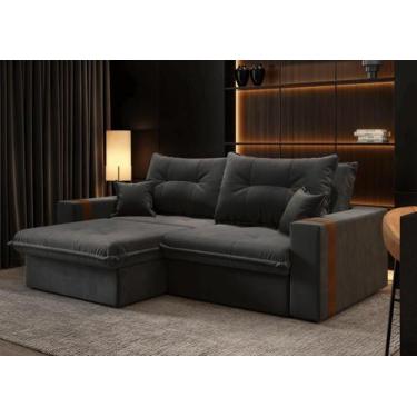 Imagem de Sofá-cama Ipanema 3 Lugares Suede Grafite 200cm - CIALAR MÓVEIS