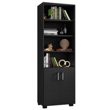Imagem de Livreiro 5 Prateleiras C- Portas Pequenas Office Preto - MÓVEIS LEÃO