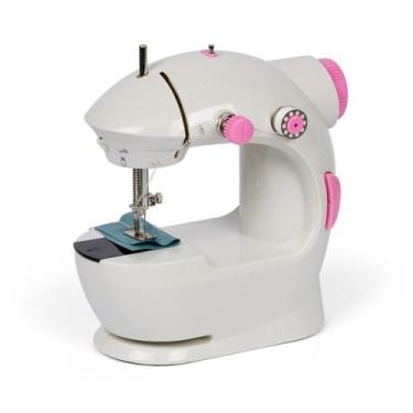 Imagem de Mini Máquina de Costura Elétrica Portátil Bivolt – Reta com Pedal, Kit com Bobinas e Agulha, Ideal para Costura Doméstica Rápida e Prática