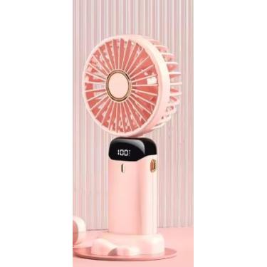 Imagem de Ventilador Portátil com Bateria 3000mAh, Display LED, 5 Velocidades, Dobrável, Silencioso, 18,8cm, Azul (Rosa)