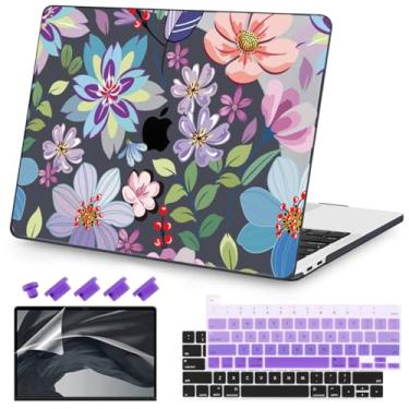 Imagem de Teryeefi Capa para MacBook Pro de 13 polegadas M2 M1 2025 2022 2021-2016 versão serve para o modelo A2338 /A2289/A2251/A2159/A1989/A1706 com Touch Bar, PC Hard Shell com capa de teclado, lindas flores