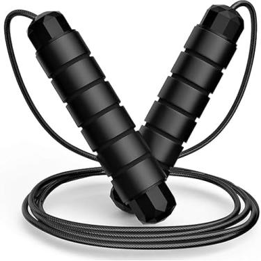 Imagem de Corda de Pular Speed Rope Profissional Fitness Ajustável com Rolamento Rápido | Corda de Pular para Jump, HIIT, Cardio e Emagrecimento | Leve e Durável (Preto)