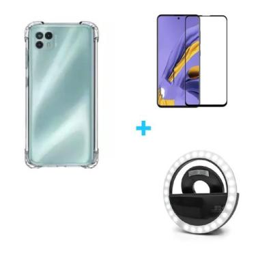Imagem de Kit Flash Selfie Motorola Moto G50 5G + Capa + Película De Vidro 3D