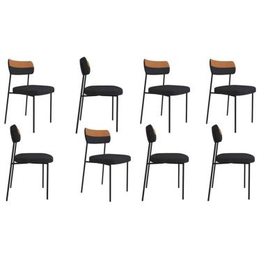 Imagem de Kit 8 Cadeiras Mila Laminado Caramelo/Linho Grafite - FdECOR