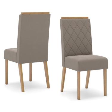 Imagem de Cadeira Sala de Jantar Nina 2 Unidades Nature/Marrom Amêndoa - Henn