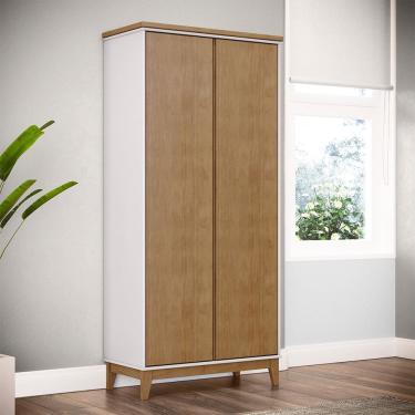 Imagem de Armário Multiuso Organizador 2 Portas Linha Prata Madeira Maciça e MDF 2812BFN Off White Freijó Finestra