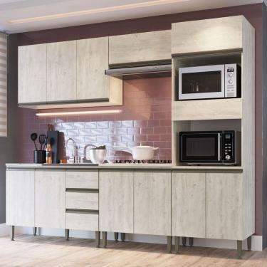 Imagem de Armário de Cozinha Hermínia 12 Portas 3 Gavetas Crema - Pnr Móveis