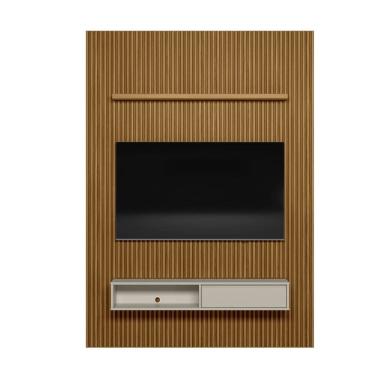 Imagem de Painel Ripado Modular 1.8 Para Tv até 75 com Nicho e Prateleira  Emily-Nature-OffWhite - EdeCasaMoveis