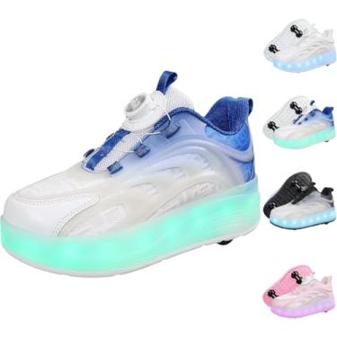 Imagem de Crianças Acendem Sapatos Led Sapatos Para Meninos Meninas Carregamento Usb Roller Skate Shoes Sneaker Skates Com Rodas Retráteis Para Natal Aniversário Crianças Show Gift, Blue, 30 EU