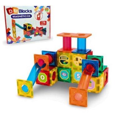 Imagem de DM Blocks 118 Pecas DM Toys Blocos de Montar Magneticos Jogo de Encaixe Brinquedo Recreativo