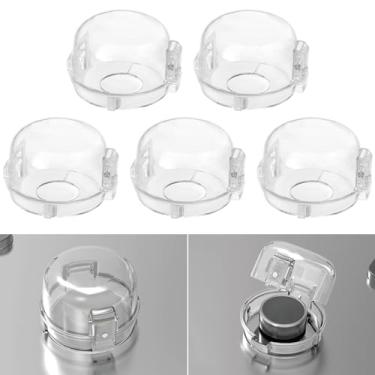 Imagem de Capas de botão de fogão a gás para segurança infantil – Pacote com 5 capas de botão de segurança de fogão de tamanho universal, capas de maçaneta de fogão à prova de calor, capas de maçaneta de forno