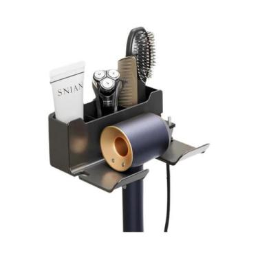 Imagem de Suporte De Parede Para Secador De Cabelo, Branco E Preto, ABS, Sem Fur