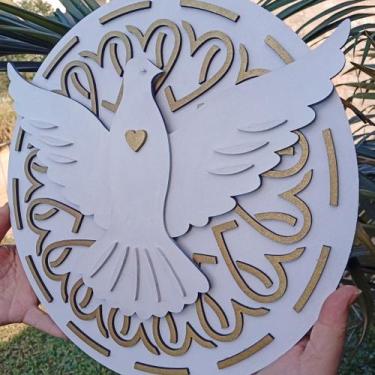 Imagem de Decoração Católica Religiosa Divino Espirito Santo Vazado Mdf Aplique 