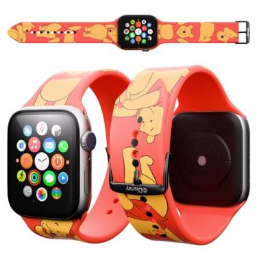 Imagem de Pulseira Disney Ursinho Pooh para Apple Watch séries 9/8/7/6/5/4/3/2/1/SE 38 mm, 40 mm e 41 mm | Presentes do Ursinho Pooh para mulheres, homens, todos os fãs | Pulseiras de substituição para Apple