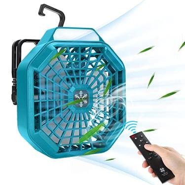 Imagem de Choerinton Ventilador de acampamento portátil compatível com bateria Makita 18V ventilador pessoal alimentado por bateria ventiladores de barraca com gancho suspenso, controle remoto, luz LED de 180