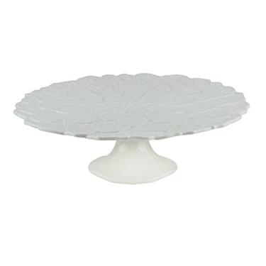 Imagem de PRATO P/BOLO PORCELANA C/PÉ DAISY BRANCO 30x9cm