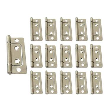 Imagem de QCAA Dobradiça de aço durável sem encaixe, para peito, caixa e móveis de armário vintage, 5 cm x 2,3 cm, níquel, pacote com 16, feito em Taiwan