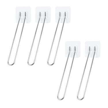 Imagem de Crapyt 5 peças de suporte de porta-retrato, suporte de foto adesivo de aço inoxidável prateado com autoadesivo para exibição de fotos, para moldura de 22 a 36 cm de altura (18 cm × 2,5 cm)