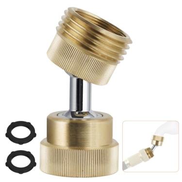 Imagem de Hibbent Adaptador de mangueira de jardim, protetor de mangueira de jardim giratório de 3/4 polegadas, conector de latão macho para fêmea de rotação dupla com 2 arruelas extras