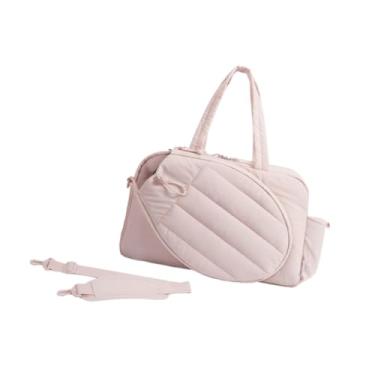Imagem de simhoa Bolsa de tênis feminina, comporta 2 raquetes com compartimento para sapatos, bolsa esportiva para pernoite e fim de semana, de viagem, Rosa