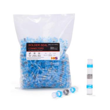 Imagem de Conectores de fio de vedação de solda HKS 800 unidades azuis 16-14 AWG