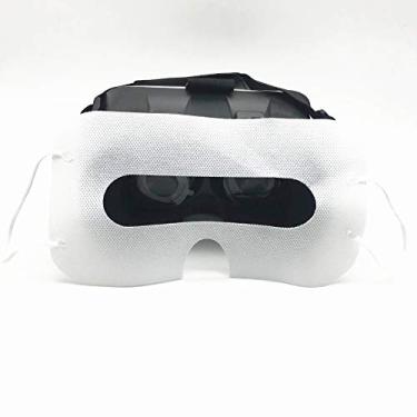 Imagem de LINHUIPAD – Pacote com 100 máscaras descartáveis para máscara facial 3D VR para proteção dos olhos Evita a poluição do suor, 21*12*3.5, Branco