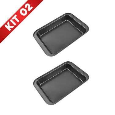 Imagem de Kit 2 Forma Assadeira Pão Caseiro Antiaderente Teflon Lasanha Retangul