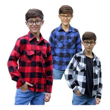 Imagem de Kit 3 Camisa Flanela Infantil Cowboy Xadrez- 1 Ao 16. - Maximus, Sorti