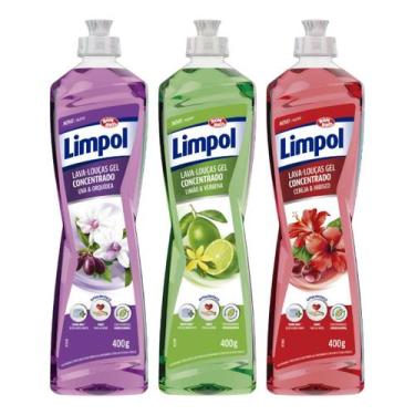 Imagem de Mix de Detergente Gel Limpol 400ml Cada Kit C/3 Aromas Uva, Limão e Ce