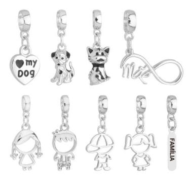 Imagem de Berloques Família Filhos Menina Menino Banhado a Prata 925 - Work Semi