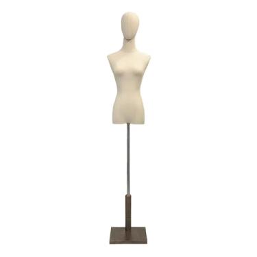 Imagem de Mannequin Manequim de pé, altura ajustável de 47-72" para exposição de roupas femininas, base de madeira maciça(Walnut wood,Medium)