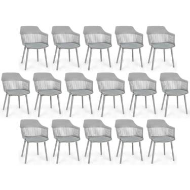 Imagem de Kit 16 Cadeiras de Jantar Estofada Marcela - Cinza