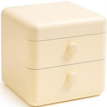 Imagem de Caixa Organizadora Multiuso com Gavetas, Tampa Superior, para Maquiagem, Bijuterias, Acessórios e Escritório, Bege