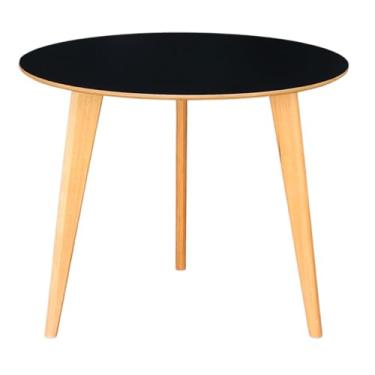 Imagem de Mesa de Jantar Redonda Júlia 80cm com Pés de Madeira Maciça (Preto)