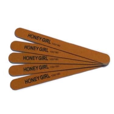 Imagem de 50 Lixas Reta Fina Honey Girl Marrom Para Unha Gel 100/180