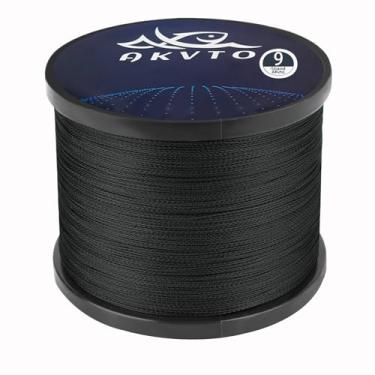 Imagem de AKVTO Linha de pesca trançada, 9 fios, 1000 jardas, alta sensibilidade, resistente à abrasão (preta, 0,40 mm/36,3 kg)
